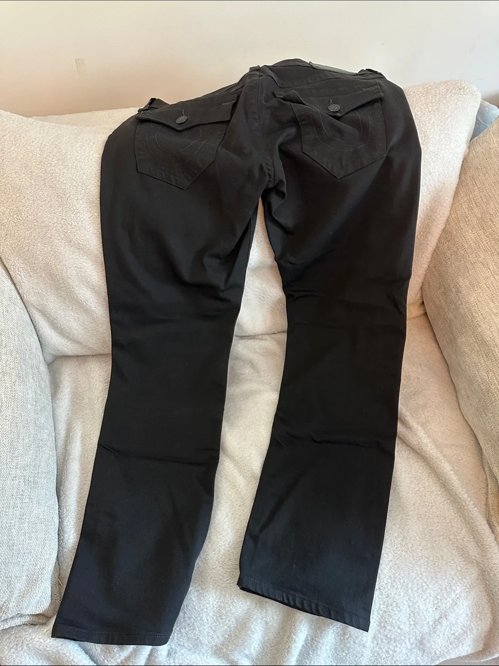 True Religion Men’s Black Slim Jeans with Signature Back Pocket